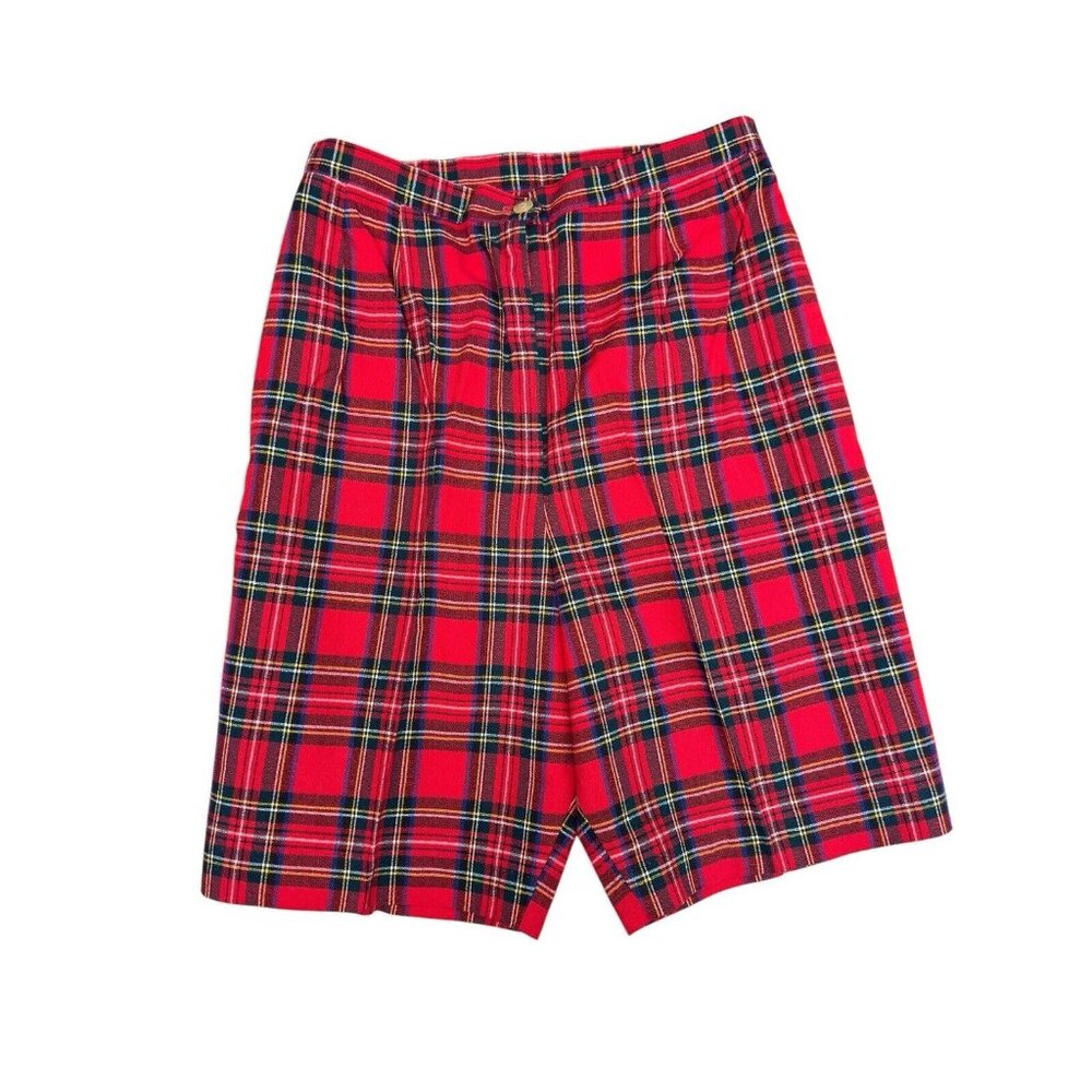 Vintage Bradley Sportswear Women's Red Black Plaid Tartan High Rise Shorts